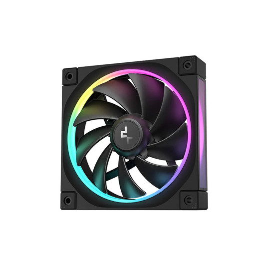  DeepCool FL12 120mm Case Fans, 2150 RPM Fan Speed, 55 CFM Fan Airflow, Fluid Dynamic Bearing Type, 4-Pin PWM Fan Connector, Addressable RGB LED, Single Pack, Black | R-FL12-BKAPN1-G